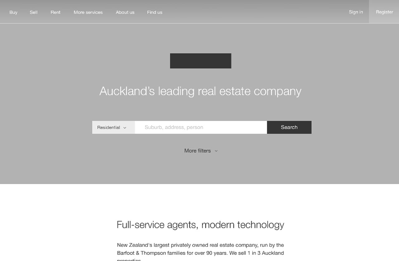 Wireframe concept 2: barfoot.co.nz homepage 