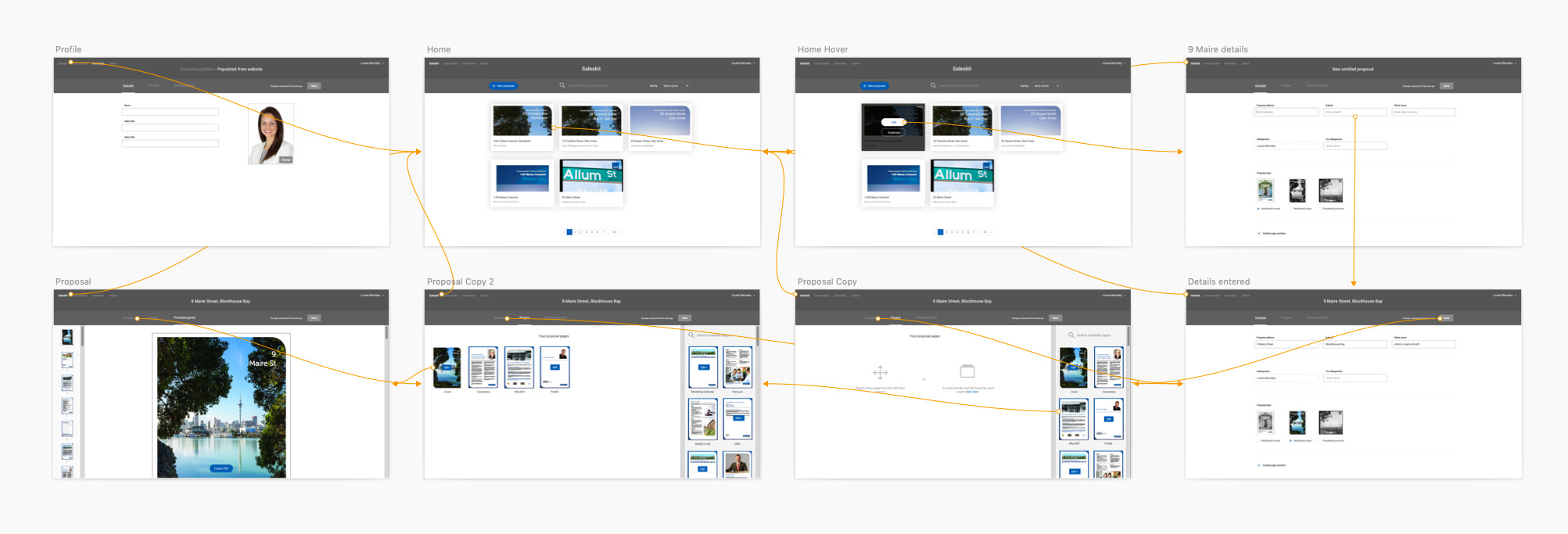 Invision prototype flows